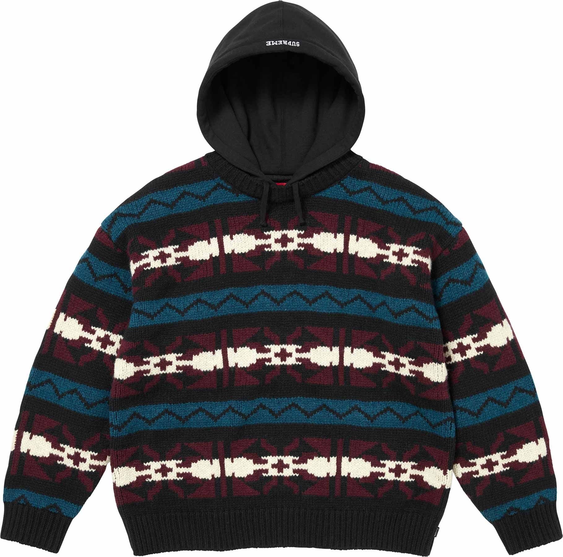 Pattern Knit Hooded Sweater view 3
